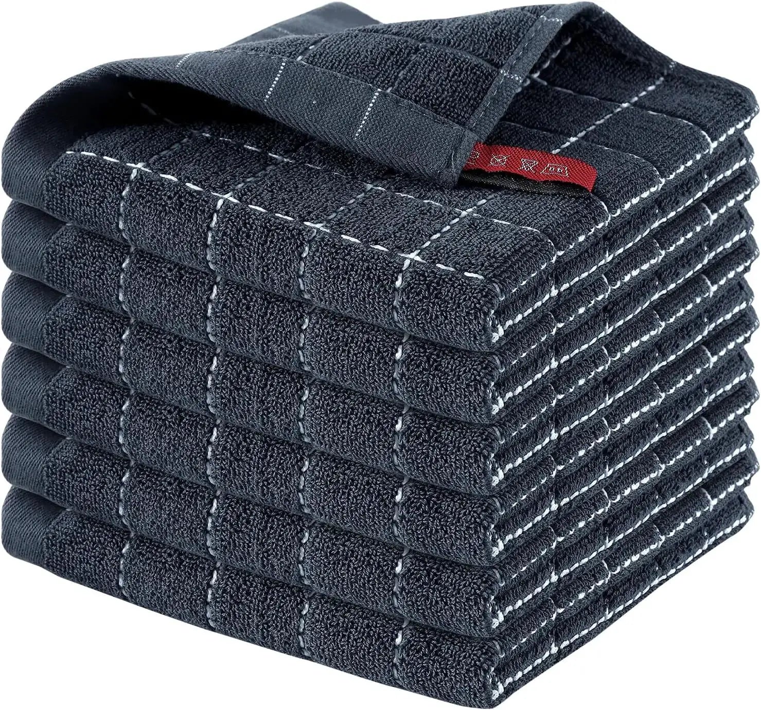 Simples Market 6-pack 100% cotton terry dish cloths, navy blue, 12 x 12 inches