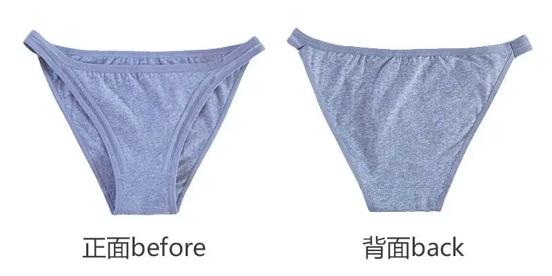 3Pcs set Simples Market women's cotton bikini panties in lavender, solid color, front and back views
