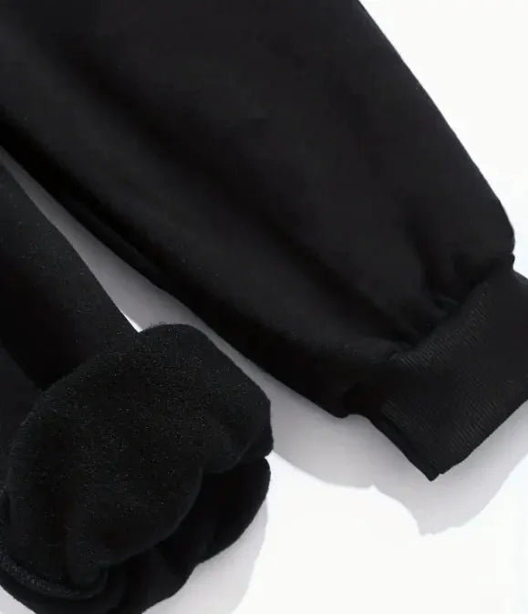 Men's black casual sports joggers with cuffed ankles for daily wear