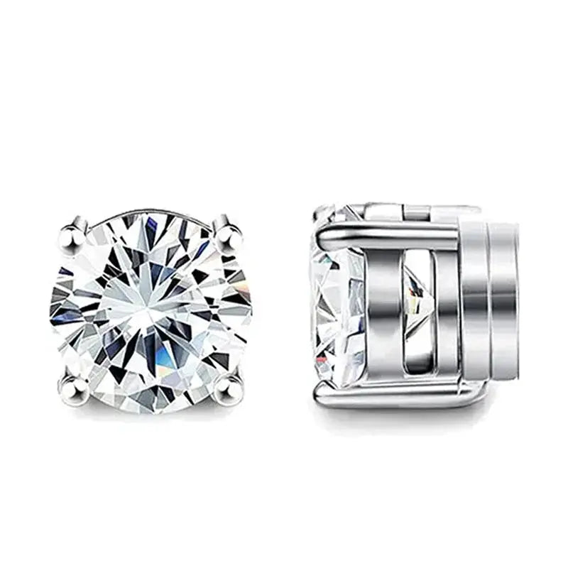 1 Pair Crystal Strong Magnetic Ear Stud Clip Earrings For Men Women Punk Round Zircon Magnet Non Piercing Jewelry