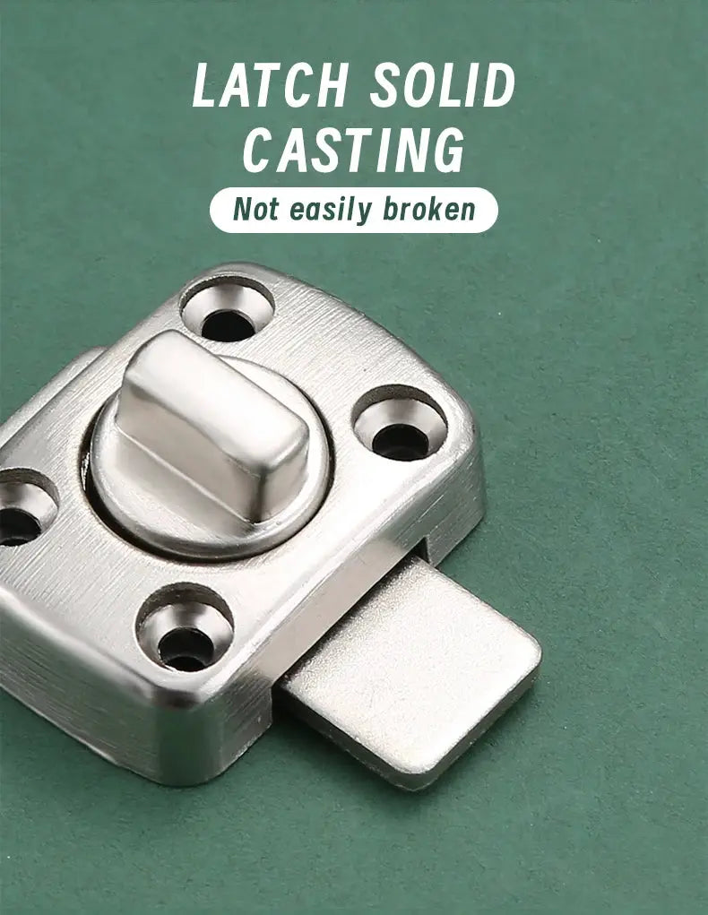 Latch bolt lock, silver solid-casting metal with rotating bolt for doors