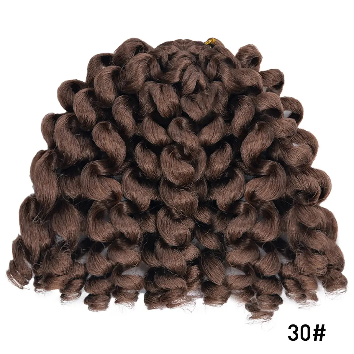 Synthetic ombre wand-curl braiding hair extension by Simples Market, brown crochet bundle 30#