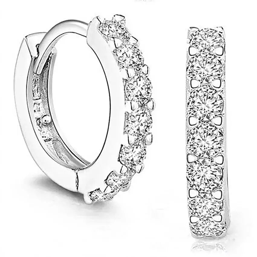 Luxurious Romantic Women's Hoop Earrings Plated Rhinestone Crystal Jewelry Zinc Alloy