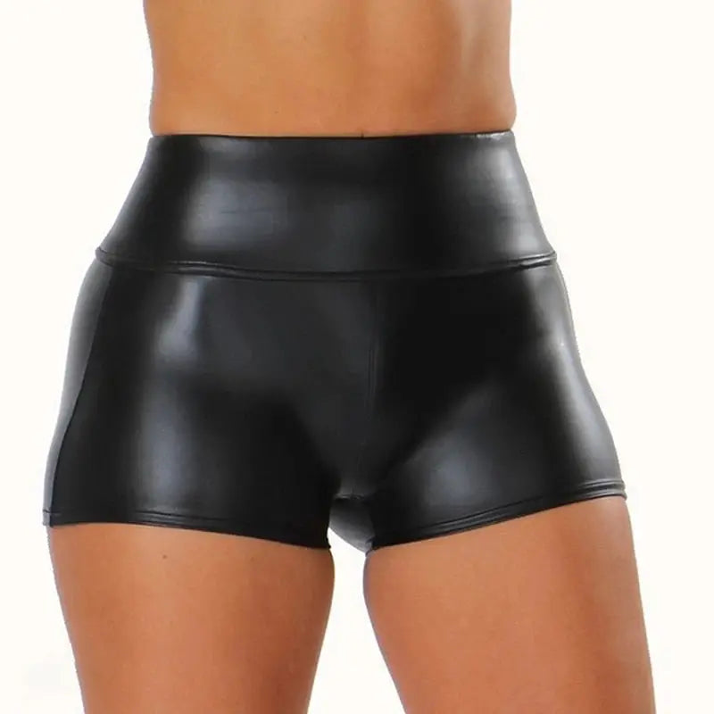LuxeNight High Waist PU Leather Shorts For Women With Button Fly Black Slim Fit For Nightlife And Summer Style