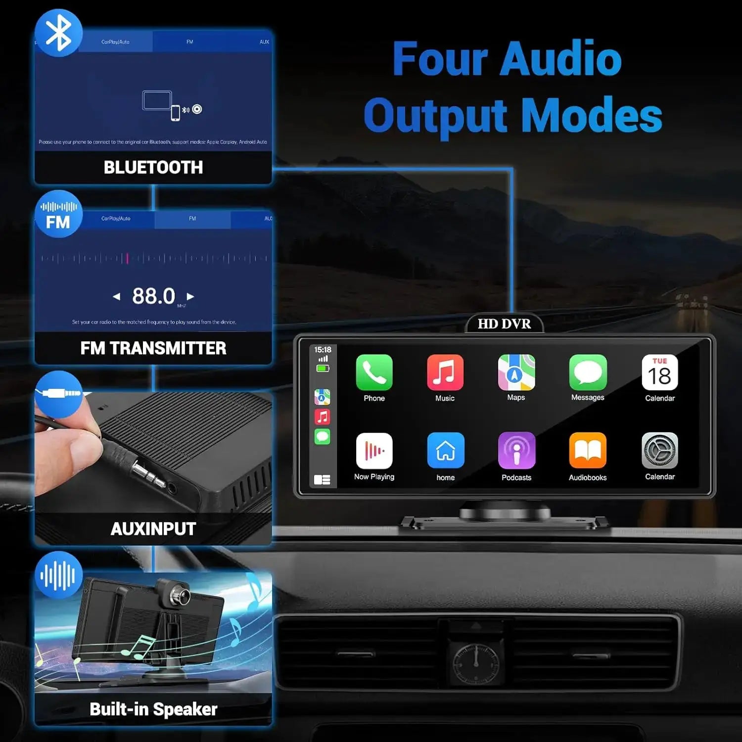 11.26 Inch 4K Dash Cam CarPlay Android Auto GPS Dual Lens Bluetooth