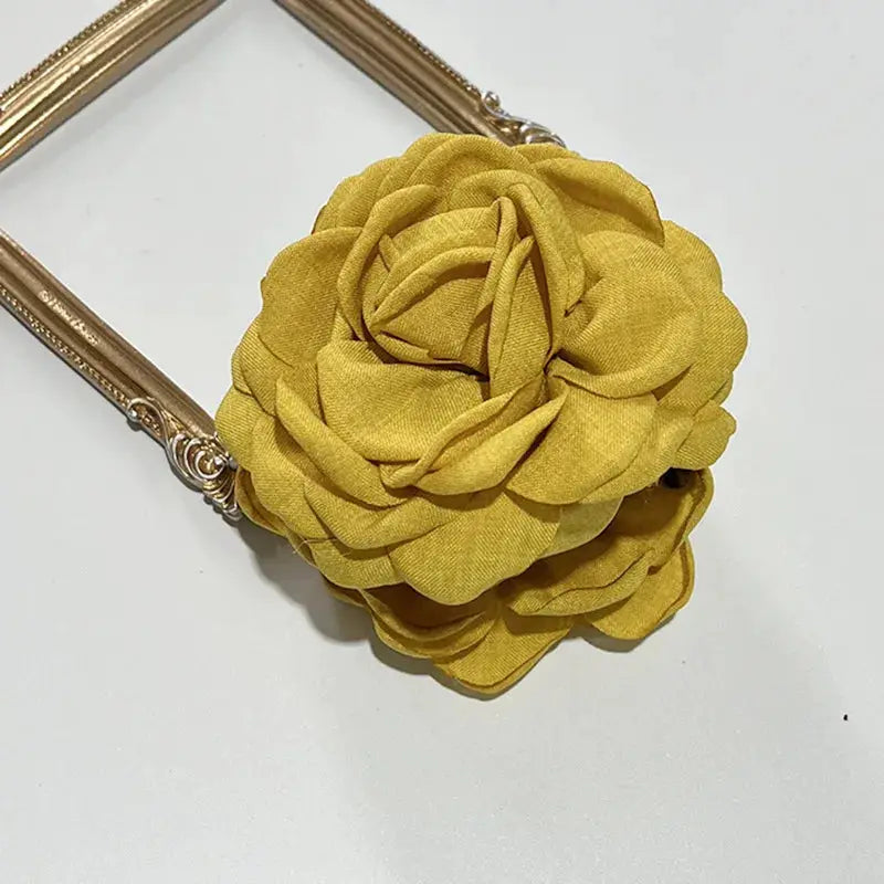 Maison Rose French Fabric Rose Hair Claw Clips Durable Plastic With Delicate Floral Pattern For Women And Girls