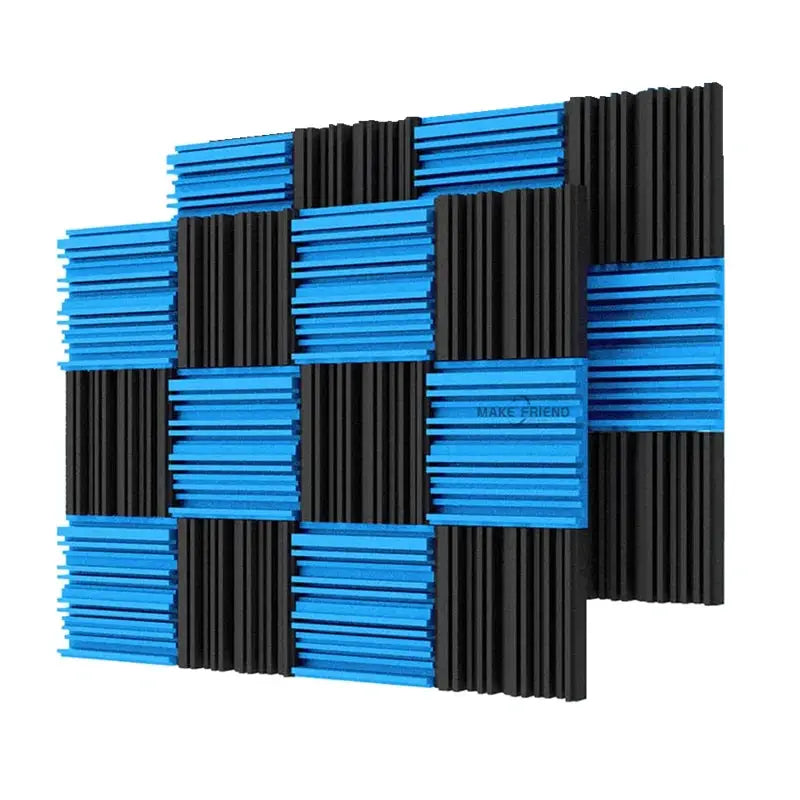 Make Friend acoustic foam panels, 24pcs blue and black checkerboard, 25x25x5 cm, Simples Market