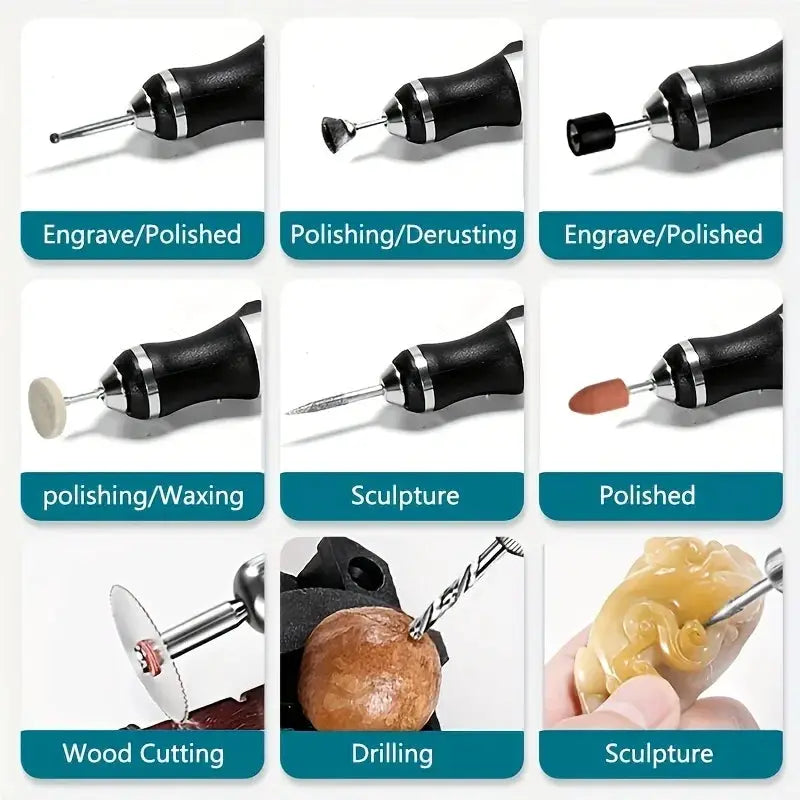 JANGKLIFE USB Cordless Rotary Tool Kit Engraving Pen For Jewelry Metal Glass Wood DIY Mini Wireless Drill