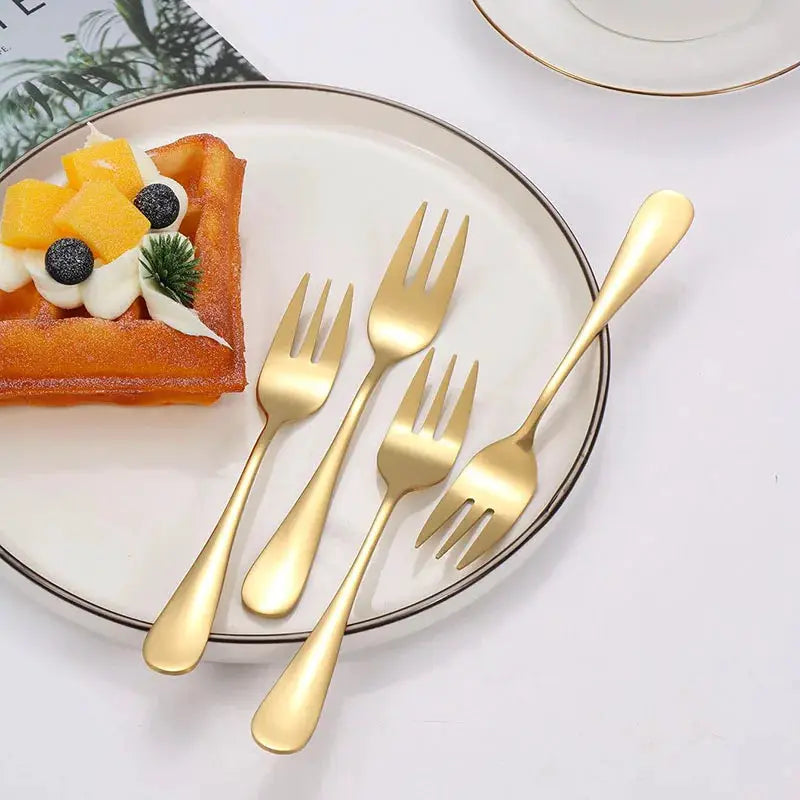 Elegant Set of 6 Stainless Steel Fruit Forks and Dessert Forks for Entertaining Guests
