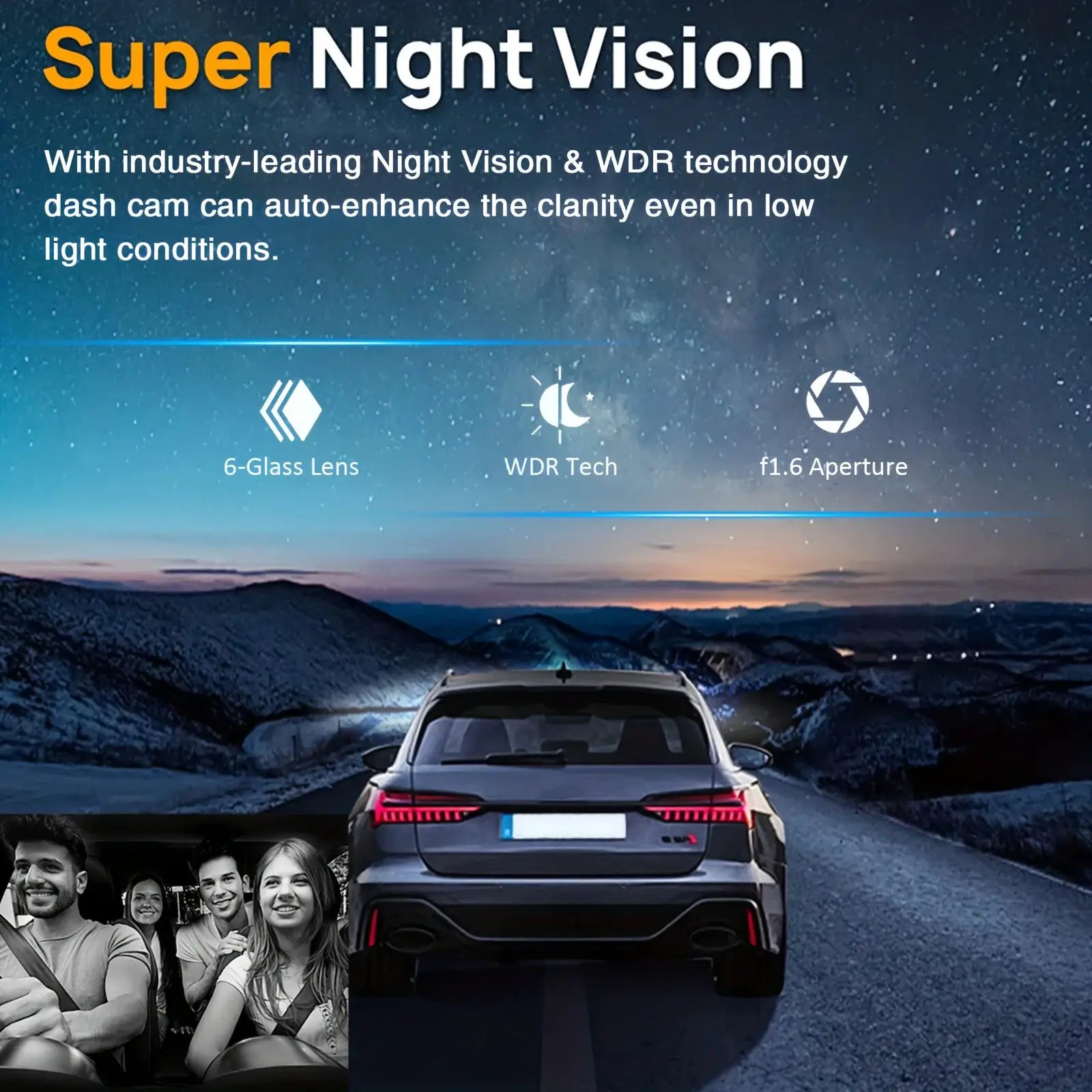 Simples Market 1080P WIFI dual dash cam with front & interior cameras, IR night vision