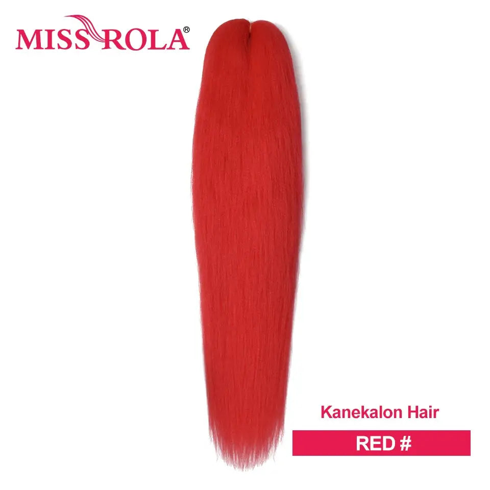 Miss Rola EZ Twist Kanekalon braiding hair bundle in red; long jumbo braid with brand logo