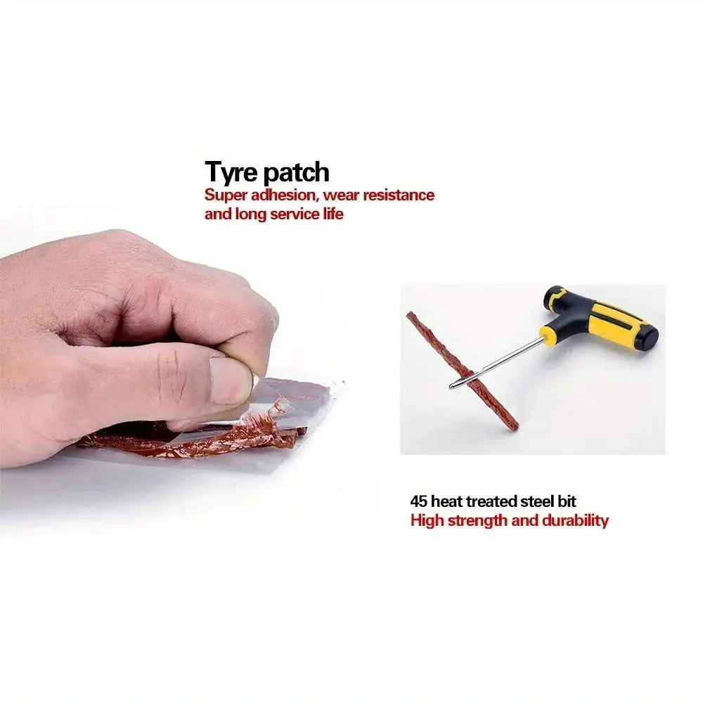 Ultimate Tire Repair Tool Kit by Simples Market, 2-piece set with tyre patch and 45 heat-treated steel bit, yellow/black