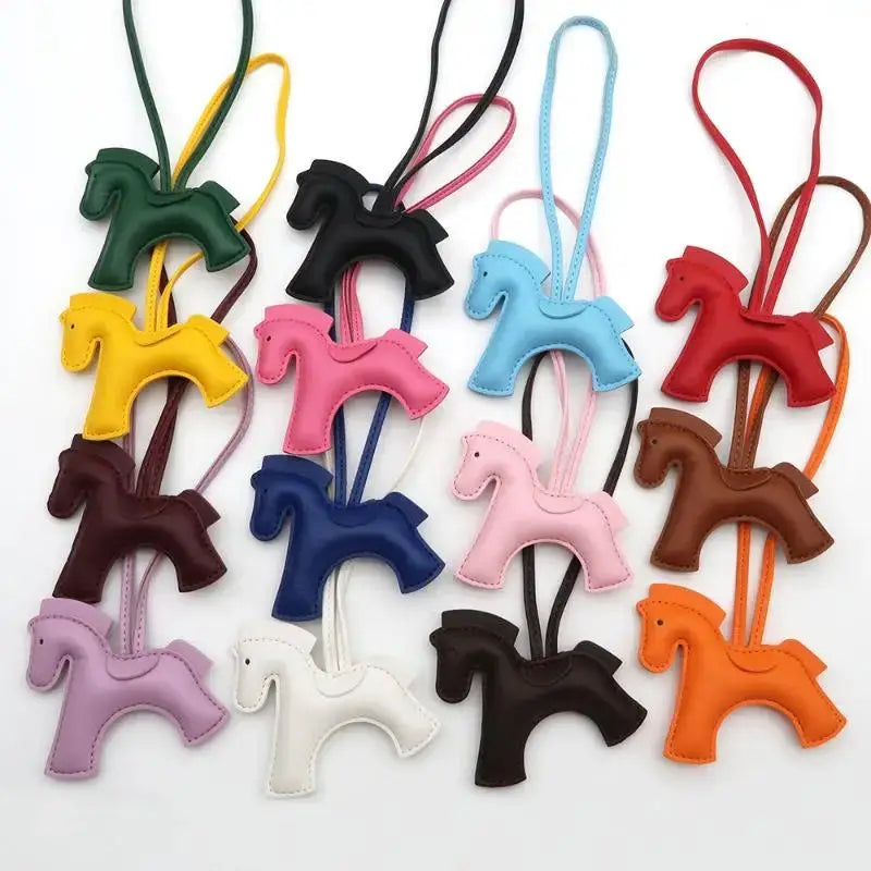 Premium PU Leather Pony Embellishment Car Keychain Multicolor Horse Design For Bags Keys Gift Birthday