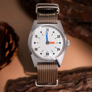 7120 hand-wind mechanical men's watch by Simples Market, 36mm, silver case, white dial, mesh strap