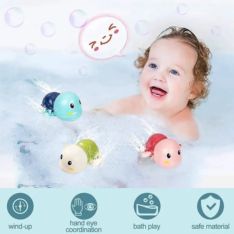 Baby Bath Toys Set Turtle and Whale Clockwork Water Toys Non Toxic for Tub Pool Beach Fun for Kids