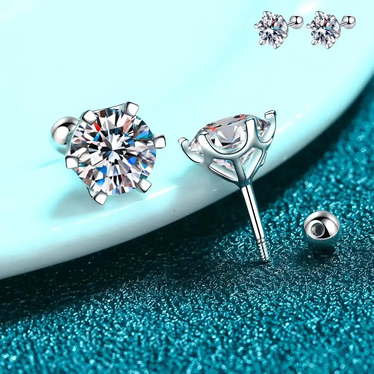 Moissanite Screw Back Stud Earrings D Color 925 Sterling Silver 6 Prong Setting For Women Wedding Fine Jewelry