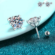 Moissanite Screw Back Stud Earrings D Color 925 Sterling Silver 6 Prong Setting For Women Wedding Fine Jewelry