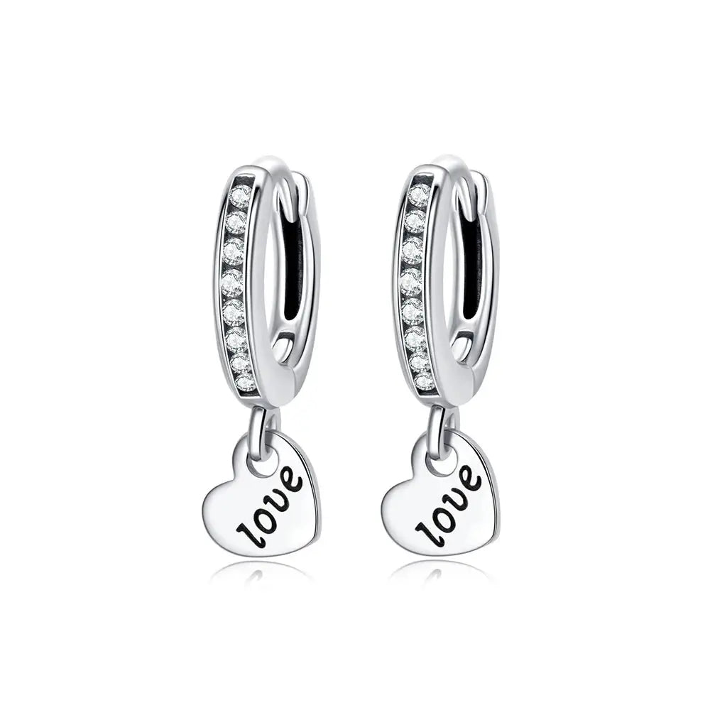 925 Sterling Silver Stud Hoop Earrings For Women Crystal Zircon Rose Gold Crown Heart Infinity Bee Design Jewelry
