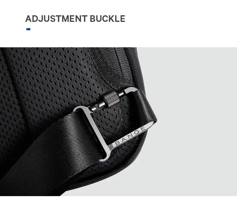Bange chest bag strap with adjustable buckle on black Oxford waterproof crossbody bag