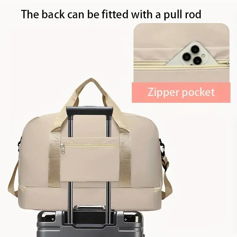 Large Capacity Travel Duffle Bag With Adjustable Shoulder Strap Nylon