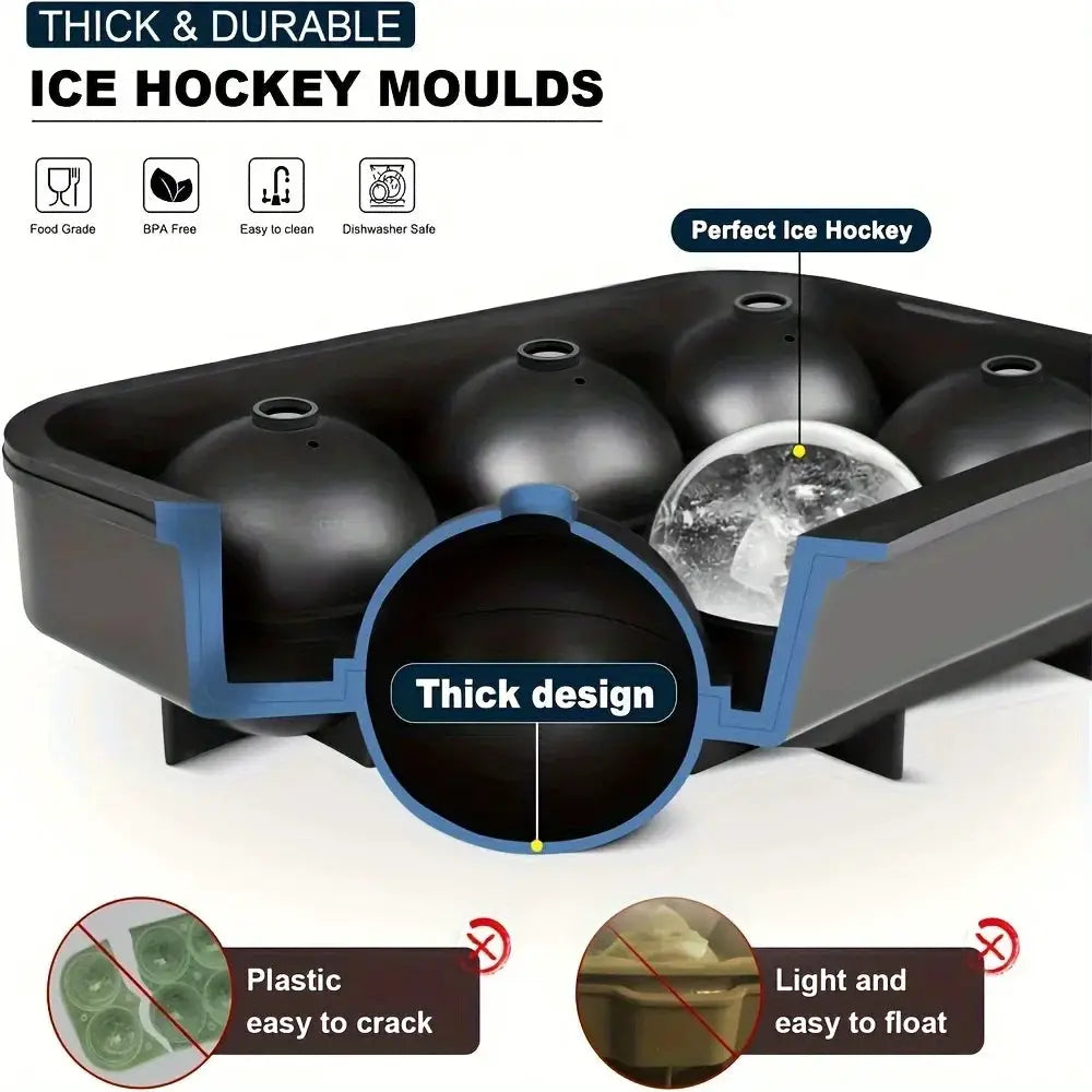 6 Grid Silicone Ice Cube Tray Mold For Freezer DIY Ice Maker For Cocktails And Beverages