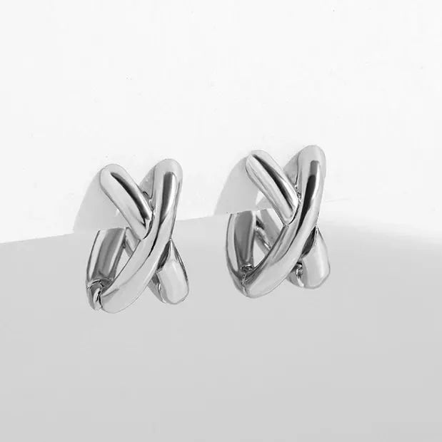 Crisscross Gold Silver Tiny Huggie Hoop Earrings For Women Mini Geometric Cartilage Piercing Punk Jewelry