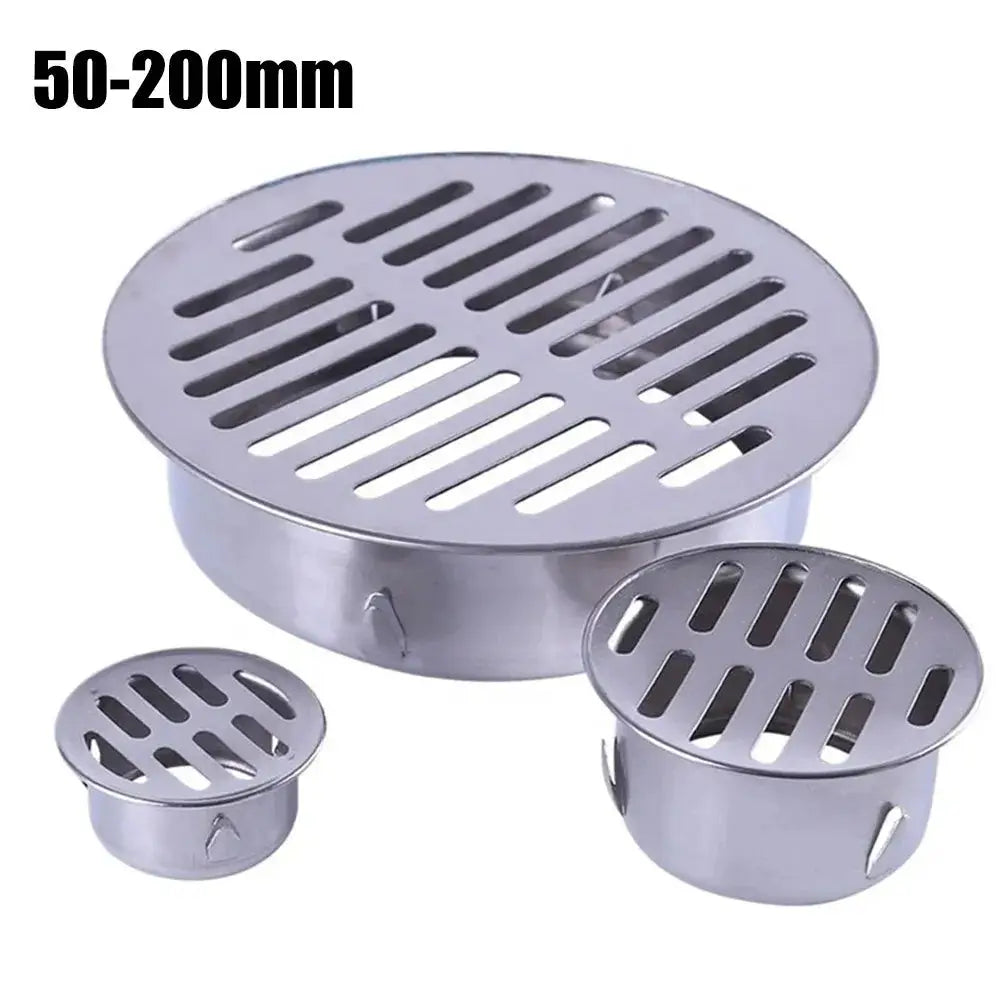 Set of 3 stainless steel round floor drain strainers, 50-200mm, for bathroom balcony and roof drainage