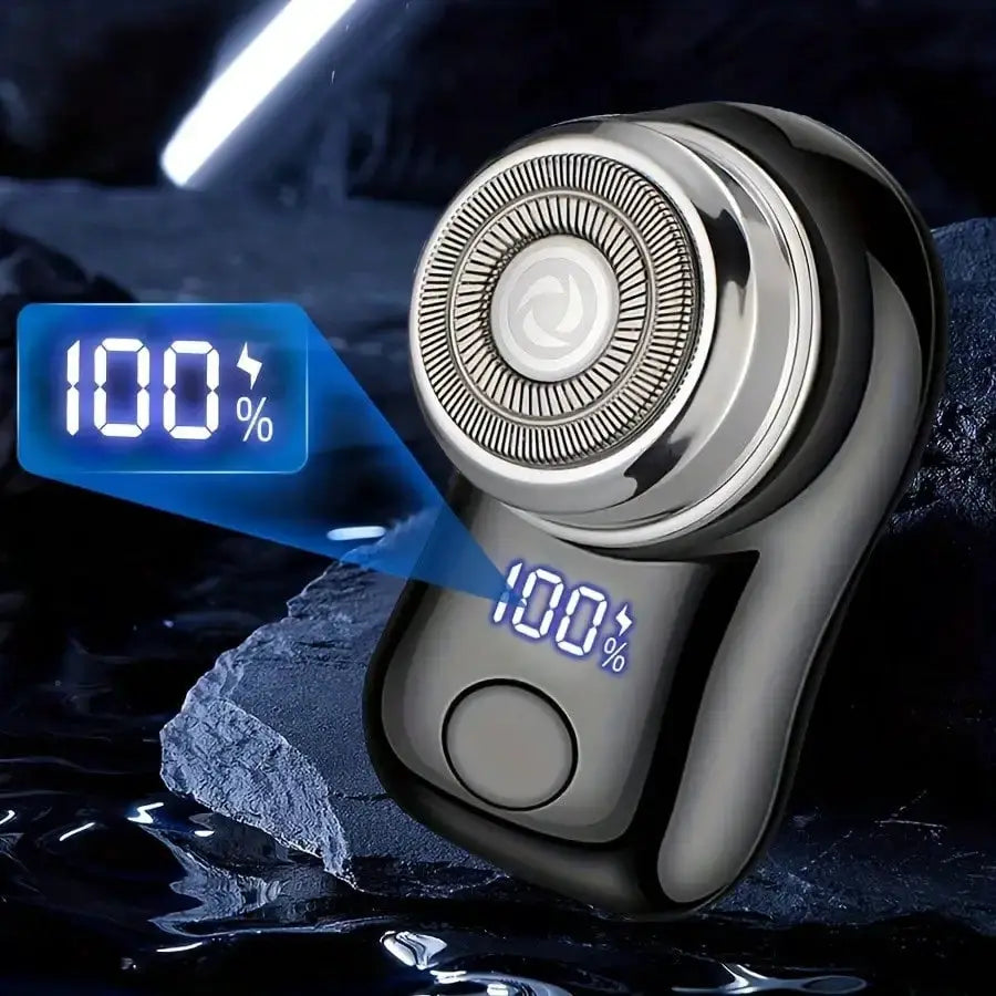 Rechargeable electric shaver for men by Simples Market with digital display, compact travel size