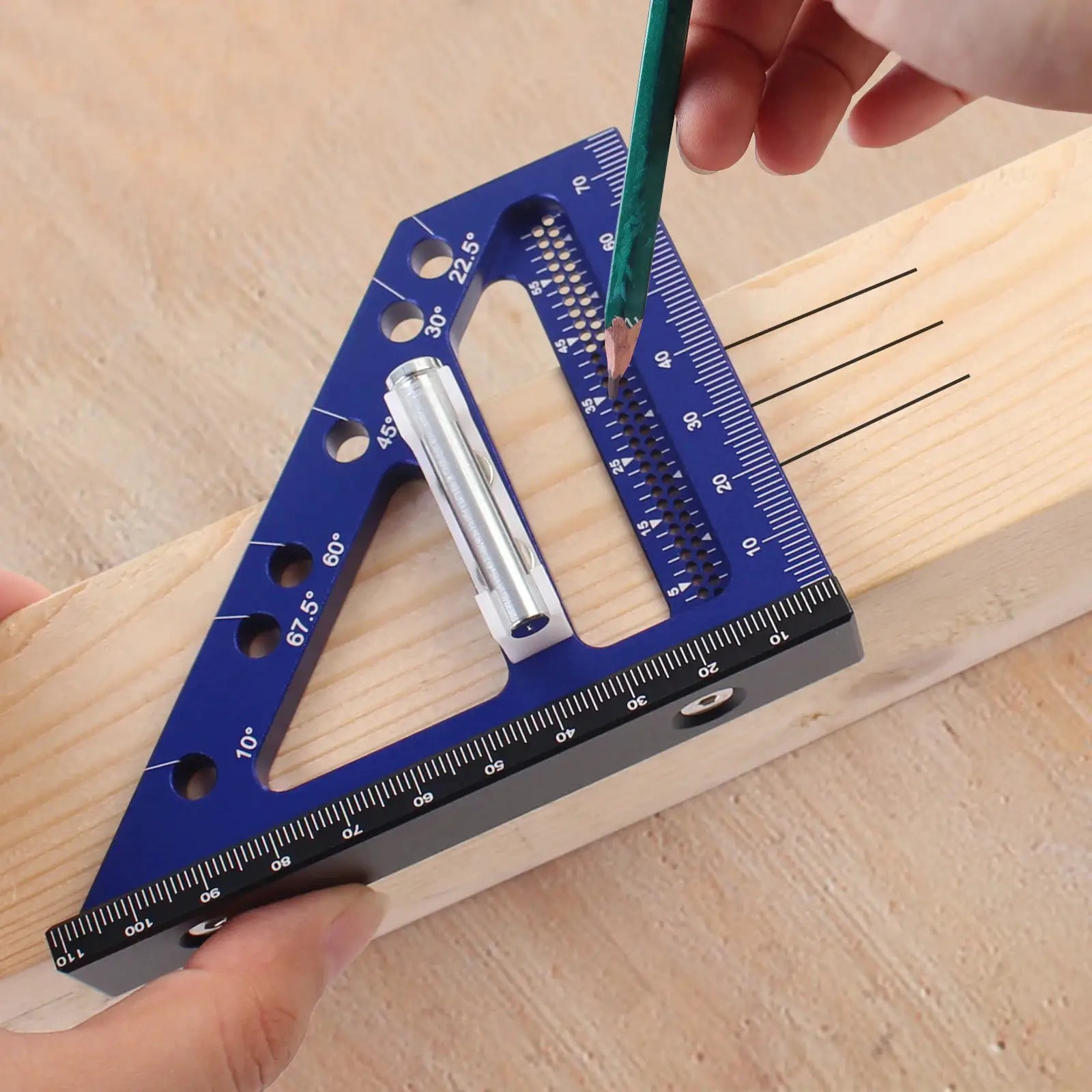 ProEdge Woodworking Square Protractor Aluminum Alloy For Precise 22.5 To 90 Degree Angles Engineers And Carpenters