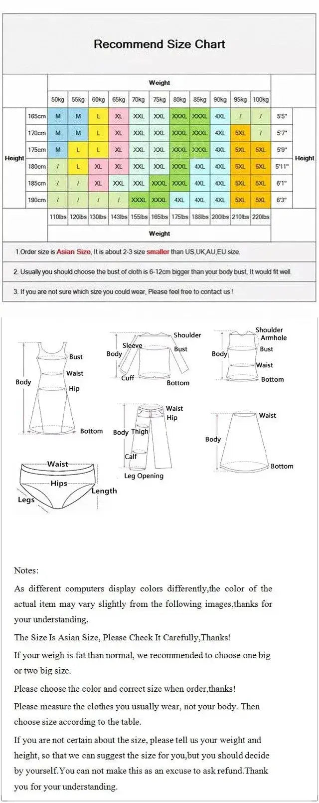 Simples Market Chinese Style Skirts for Women size chart and garment measurement diagrams