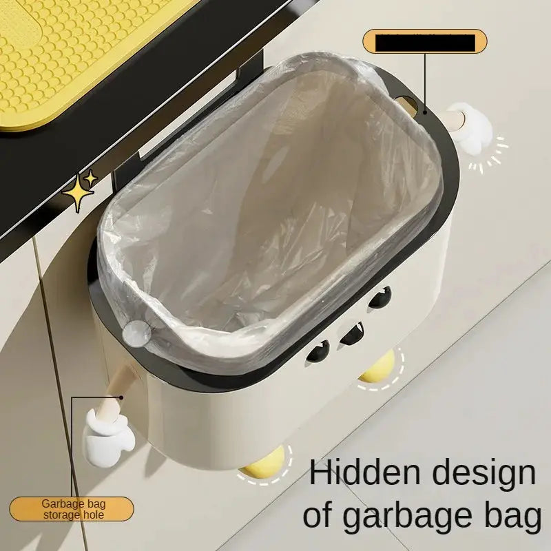 Simples Market cream wall-mounted trash can with lid, 9L/12L capacity for kitchen or bathroom