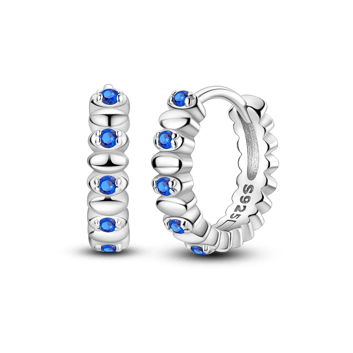 Original 925 Sterling Silver Blue Zirconium Butterfly Hoop Earrings For Women Colored Fine Jewelry Party Earrings