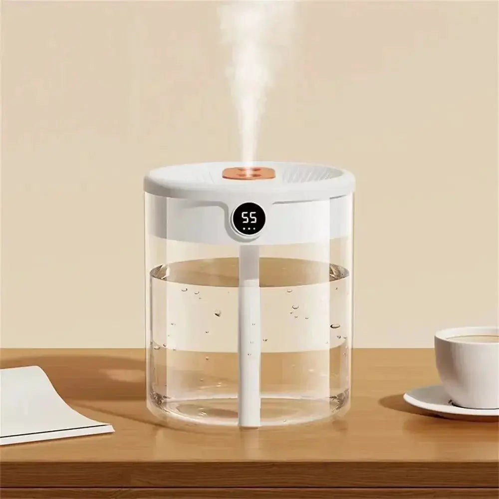 Dual Spray Humidifier USB Large Capacity Home 2L Quiet Bedroom LED Digital Display Night Light Office Desktop Mini Diffuser