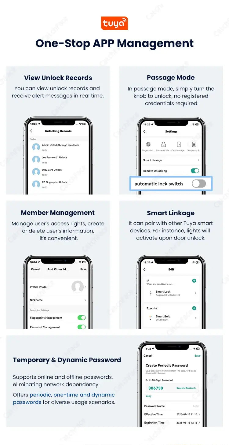 Smart door lock by Simples Market with Tuya app control, IP66 waterproof, fingerprint, password, RFID