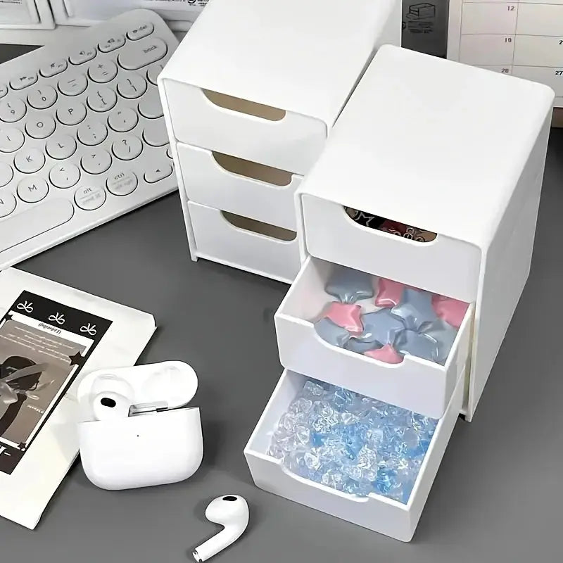 Chic 3 Tier Desk Organizer With Drawers For Office Supplies Jewelry Cosmetics Storage Portable Divider Box