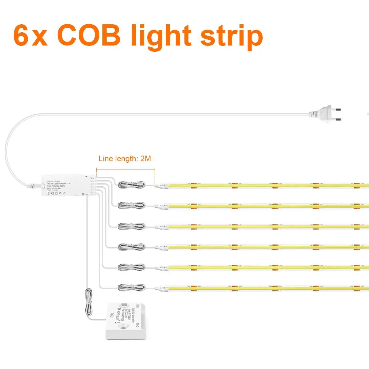Simples Market 6x COB LED strip lights with driver for under-cabinet, wardrobe and room lighting
