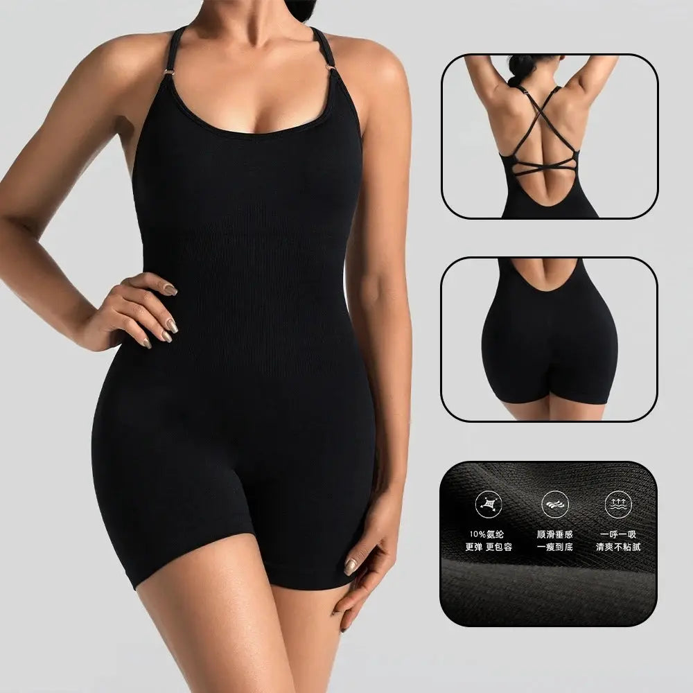 FlexAura Womens Yoga Sets Gym Jumpsuits Seamless Nylon Elastane Activewear for Ultimate Comfort and Flexibility