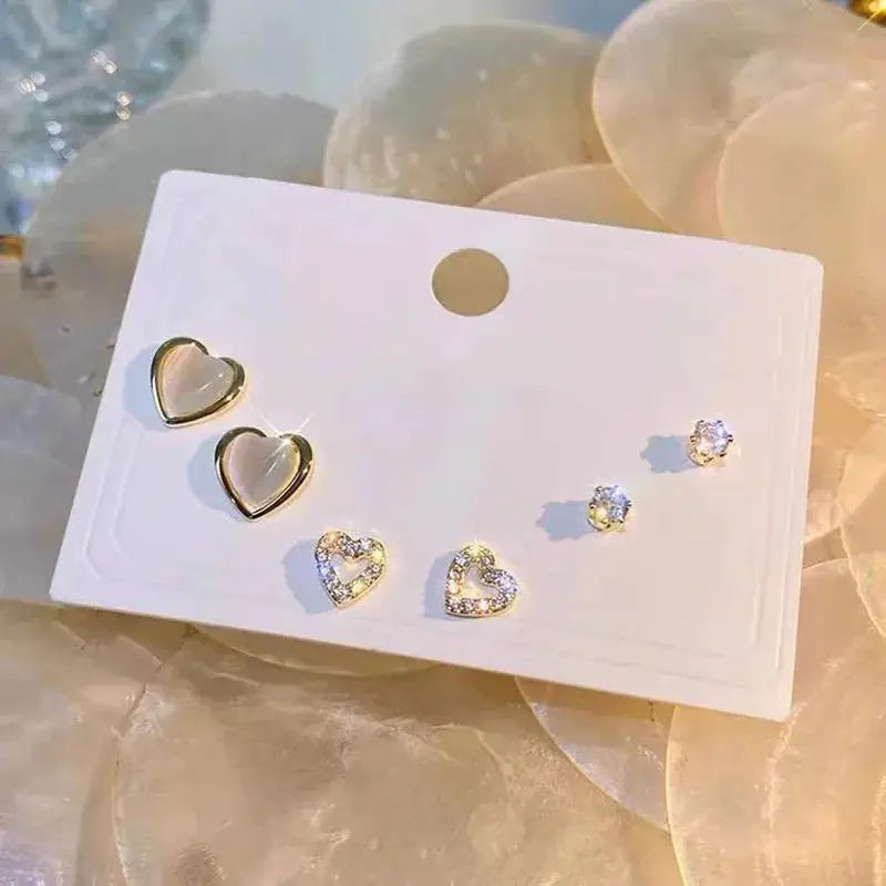 New S925 Silver Needle Stud Earrings Set For Women Girls Simple Cute Exquisite Mini Jewelry Gift Wholesale Direct Sales