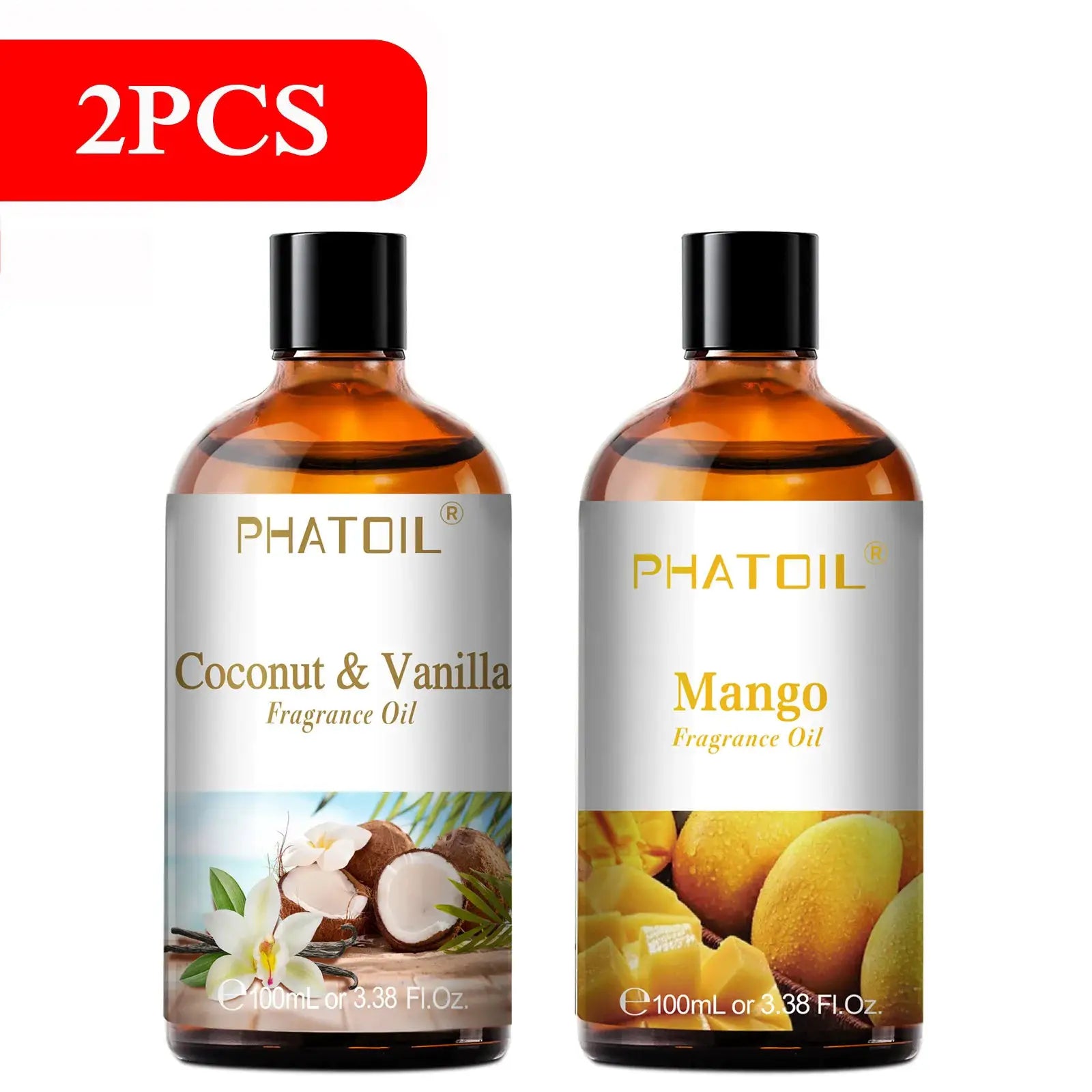 PHATOIL 100ml Aromatherapy Fragrance Oil Coconut Vanilla Strawberry Cherry Lemon For Diffuser Candle Making 1 2 3 Pack