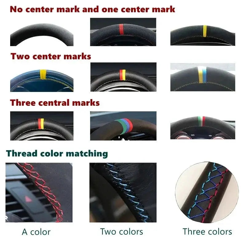 Steering wheel cover braid leather by Simples Market for SEAT Cupra FR Leon; multiple stitching color options