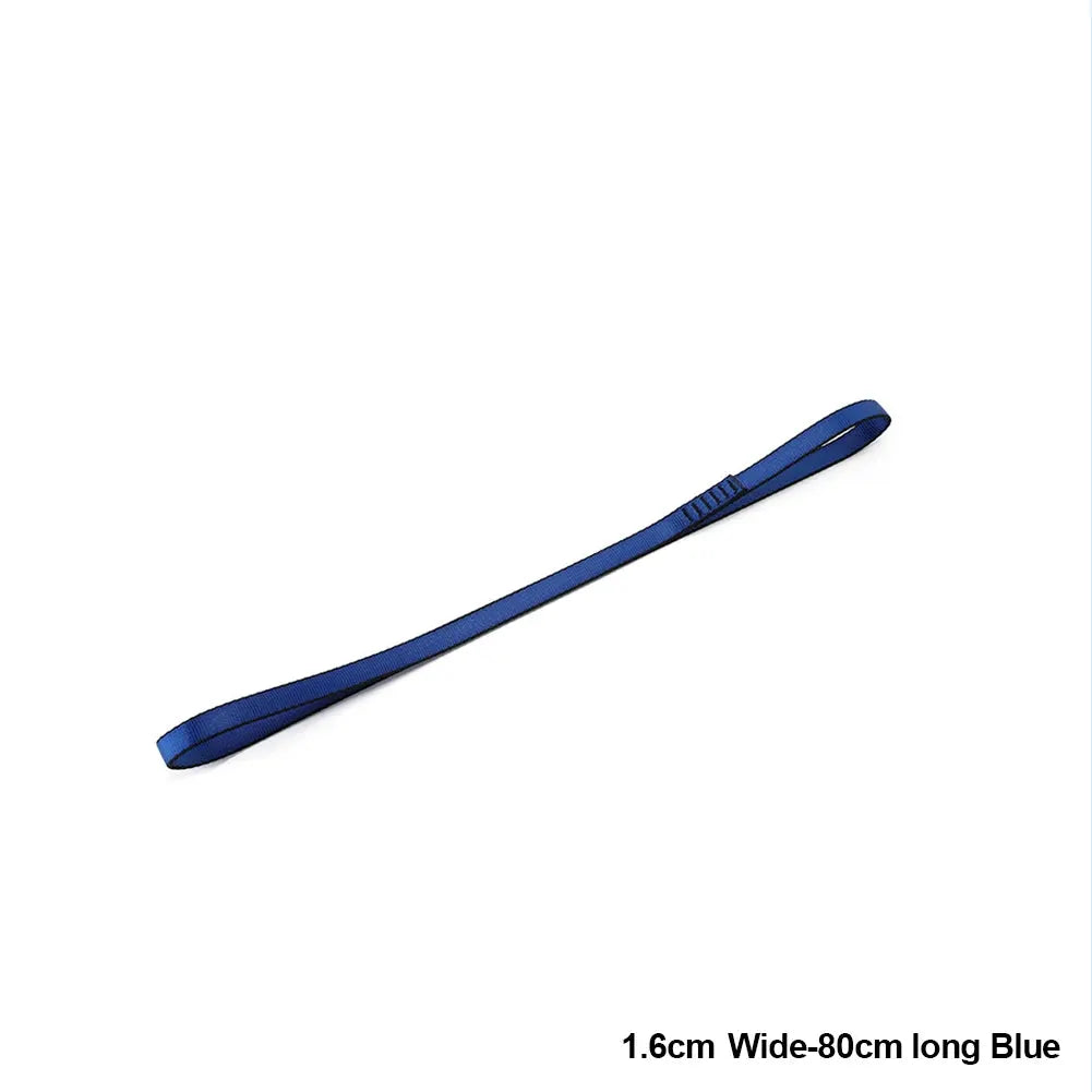 Blue climbing sling strap, 1.6 cm wide, 80 cm long rock climbing webbing