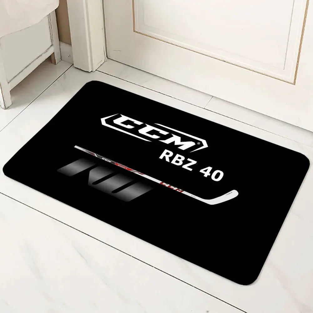 CCM Retro Ice Hockey Logo Non Slip Microfiber Doormat All Season Durable Washable Floor Mat For Entrance Bath Kitchen