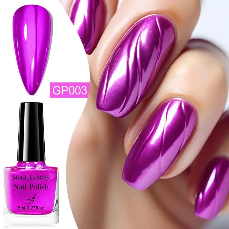 NovaGlow Metallic Nail Polish Mirror Effect 8ml Fast Drying Long Lasting No Lamp Cure Professional Salon Quality
