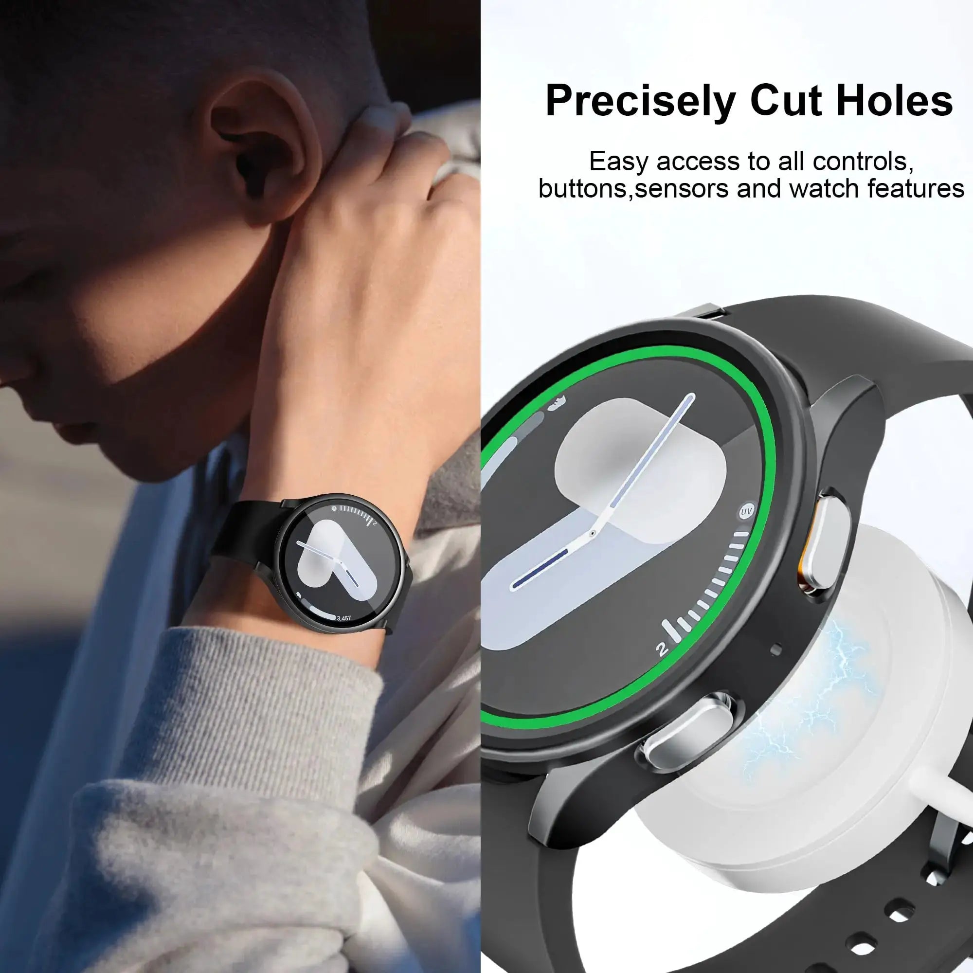 Glass+PC Case for samsung Galaxy watch 7 6 5 4 44mm 40mm Accessories all-around Anti-fall bumper cover watch7 4 Screen protector