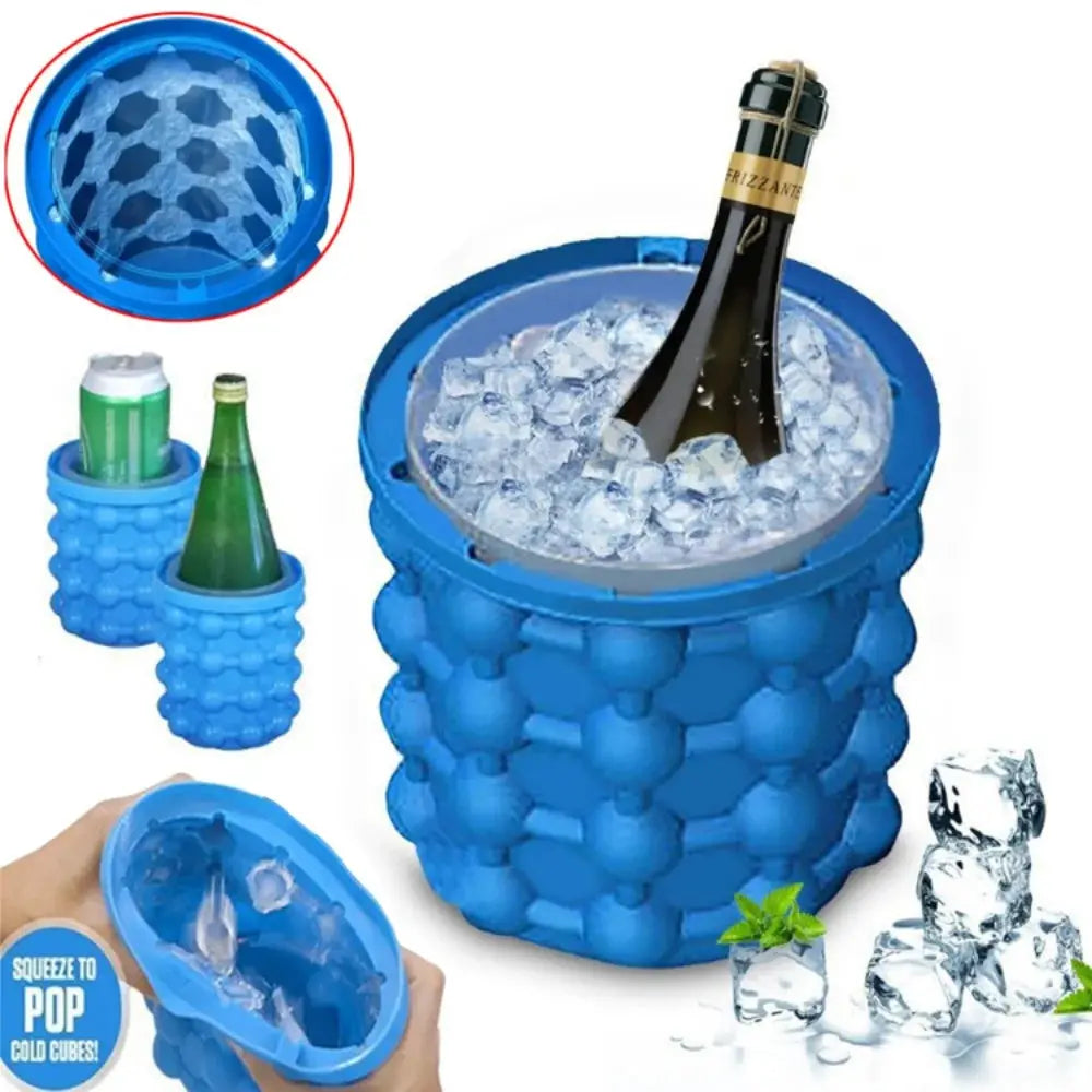 2 In 1 Silicone Ice Bucket And Ice Cube Mold For Quick Freezing And Easy Serving, Ideal For Bars And Parties
