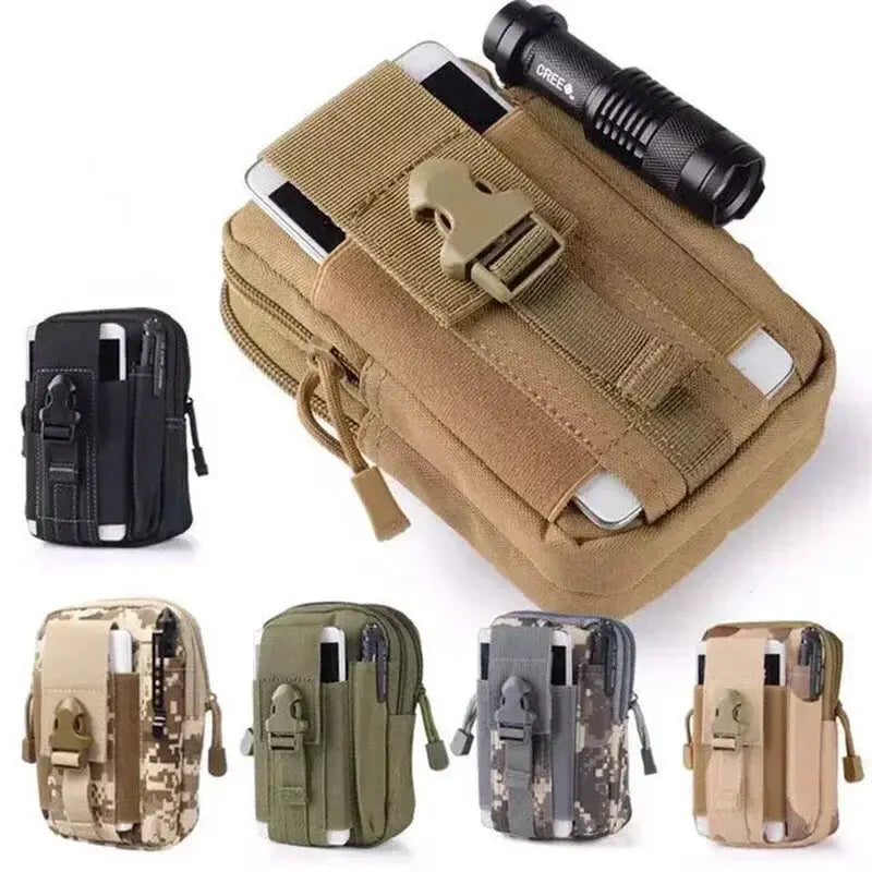 Tactical leg bag set by Simples Market; 6 bags with phone pockets and flashlight holder.