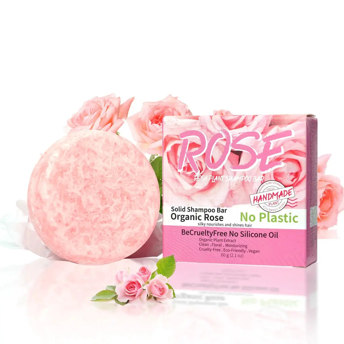 Pink Rose Shampoo Soap With Essential Oil Handmade Nourishing Formula For Oil Control And Stain Removal Floral Fragrance