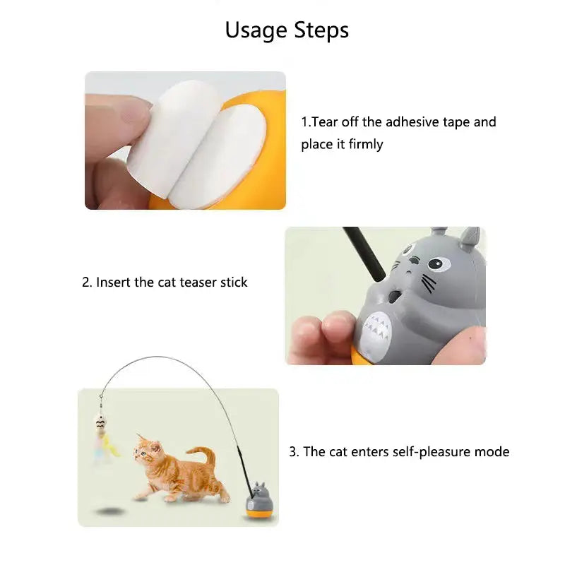 Interactive Cat Toy Feather Wand On Steel Wire Pole For Kitten Exercise And Mental Stimulation