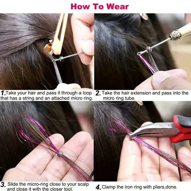 Synthetic Sparkling Tinsel Hair Extensions Holographic Colorful Glitter Fairy Hair For Parties Festivals