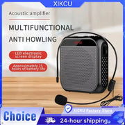 XIKCU portable voice amplifier megaphone with microphone, rechargeable ultralight black speaker with LED display
